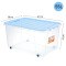 JEKO&JEKO 塑料透明收纳箱大号55L 3只装整理箱衣服收纳盒玩具收纳箱滑轮储物箱 蓝色SWB-5212