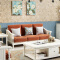 实木沙发组合布艺沙发现代简约新中式沙发1+2+3+茶几+方几/白色#801