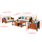 实木沙发组合布艺沙发现代简约新中式沙发1+2+3+茶几+方几（胡桃色）#801