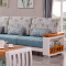 实木沙发组合转角布艺沙发现代简约新中式沙发带茶几340*160*95cm/地中海#618