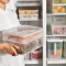 百露冰箱收纳盒水果保鲜盒厨房塑料透明大号长方形食品密封盒 高款3个装