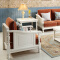 实木沙发组合布艺沙发现代简约新中式沙发1+2+3+茶几+方几/白色#801