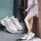 花花公子女鞋休闲鞋夏季网面透气运动鞋韩版潮流厚底增高学生跑步鞋小白鞋女板鞋 粉红 37