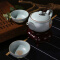 东道 汝窑功夫茶具套装 见福小茶组天青 景德镇开片陶瓷茶具茶侧茶杯  整套茶具 天青色