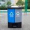 曾师傅 双色双桶分类垃圾桶家用加厚塑料内胆户外办公垃圾桶有盖大号 20L蓝灰双桶