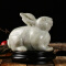豪斯特丽（HOSTLY） 天然玉石猪兔摆件 整块雕刻 属相摆件 兔摆件