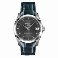 TISSOT 瑞士手表 库图系列自动机械腕表 商务时尚女士手表 黑盘皮带 T035.207.16.061.00