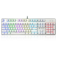 腹灵（FL·ESPORTS）GT104 RGB全彩背光104键全金属外壳游戏机械键盘 白色 青轴