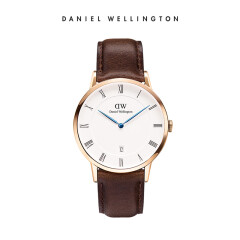 丹尼尔惠灵顿（DanielWellington）手表DW男表38mm金色边皮带男士石英手表带日历1103DW（DW00100086）