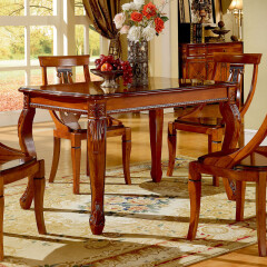 艾米河 欧式实木餐桌椅组合美式餐台仿古吃饭桌长方形桌子1.2/1.4/1.8米 1.2米餐桌+4椅