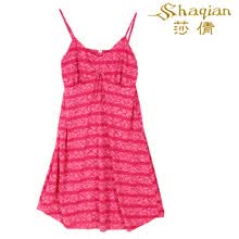 莎倩<em>品牌</em>夏季性感<em>睡衣可爱</em>红色吊带睡裙 美丽
