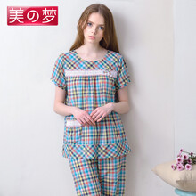 <em>美梦</em>2014夏季<em>睡衣</em>女 新品<em>女士</em>短袖梭织纯棉格