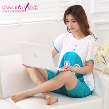 康柔 睡衣女夏季短袖<em>短裤</em>可爱卡通米老鼠<em>人棉</em>