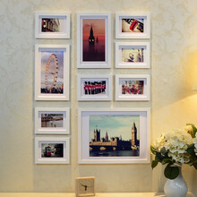 竖版实木<em>照片墙</em> 宜家风格<em>玄关</em>走廊背景墙 创意