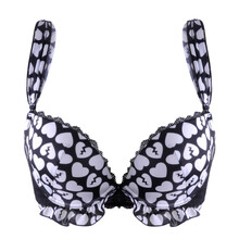 韩姿娜 女士内衣 心形印花 聚拢上托<em>3/4</em>厚杯少