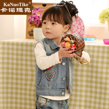 卡诺提克 <em>儿童</em>牛仔<em>马甲 </em>女童背心<em>外套</em> <em>春</em>款特价