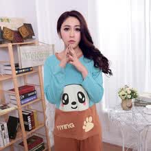 力赴超伦女款可爱<em>熊猫图案</em>长袖家居服<em>睡衣</em>套装