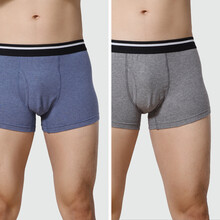 大朴 纯棉橡筋<em>开口男士平角内裤</em> 两色套装 纯棉