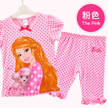芭比夏季<em>女童睡衣</em> <em>竹纤维</em>儿童<em>睡衣</em>套装 宝宝短