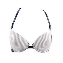 三佐e佬正品 刺绣条纹前扣式聚拢<em>文胸</em> 薄款少