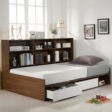 百意空间板式简约现代床 单人床双人床 带书架