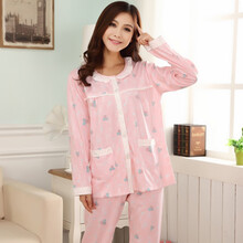 希芝凡 2014春秋季新品<em>针织</em>全棉<em>开衫女长袖</em>睡