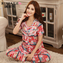瑞派乐2014新品夏季<em>纯棉睡衣女短袖</em>高贵<em>薄</em>款