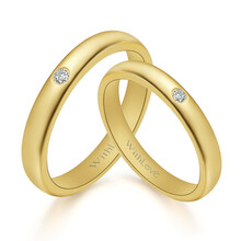 唯爱钻饰 18K黄金钻石情侣<em>对戒</em> 彩金<em>结婚</em>戒男