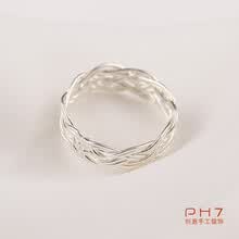 PH7 纯手工编织丝絮缠丝纯银<em>戒指</em> <em>送</em>闺蜜<em>女友</em>