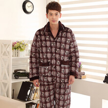 超伦冬季新款格子<em>法兰绒</em>夹棉保暖<em>男式</em>家居服睡