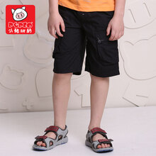 小猪班纳儿童童装夏装<em>男童</em>中裤<em>短裤</em>五分裤 黑