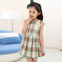 2014新夏款<em>女童连衣裙</em> <em>全棉</em>儿童背心裙 <em>全棉</em>格
