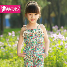洛巴兔童装女大童2014新款<em>女童套装夏装</em>吊带