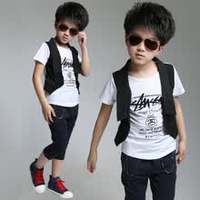男童<em>套装</em>潮童装夏装2014韩版大<em>儿童</em>小<em>西装</em>假
