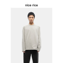 nice rice好饭 24SS袖笼毛边全棉265G长袖T恤[商场同款]NGC02001 浅灰色 L