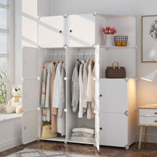 蔻丝（ColesHome） 简易衣柜简约现代塑料储物收纳柜组合柜子钢架树脂双人衣橱 10门2挂半转角