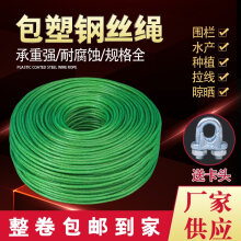 绿钢丝绳包塑遮阳网葡萄架搭大棚牵引百香果猕猴桃细软晾衣绳 3.0毫米直径-100米(8个卡扣)