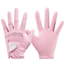 POLO GOLF高尔夫球手套女士防滑透气运动手套 超纤布魔术贴1双装 双手 粉色 18码