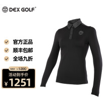 DEXGOLF高尔夫服装女士长袖秋冬季女装保暖舒适翻领21新品衬衫运动衫上衣舒适运动装百搭打底长袖 3002黑色 XS