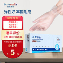 蓝帆医疗（blue sail+）一次性医用PVC检查手套独立包装透明色2只/包 50包/盒小号S码