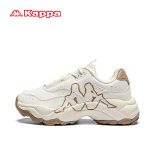 卡帕（Kappa）官方老爹鞋子女鞋厚底增高休闲运动鞋情侣款潮鞋 白棕色 39