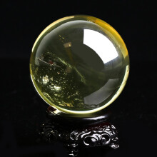 石传百世石传百世天然黄水晶球摆件水晶工艺品礼品灵摆原石打磨送底座礼物 球直径5-6厘米