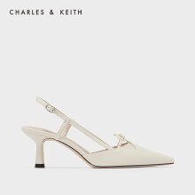 CHARLES&KEITH22春新品CK1-60361384女士蝴蝶结装饰尖头高跟凉鞋 粉白色Chalk 38