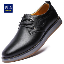 波图蕾斯皮鞋男士时尚舒适系带正装商务休闲鞋英伦风板鞋男 1181 黑色 41