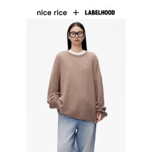 nice rice好饭 x LABELHOOD柔软蓬松羊毛混纺圆领毛衣NGX05078 琥珀 XL