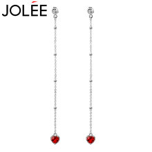 JOLEE 石榴石耳钉耳线 S925银耳环时尚韩版简约彩色宝石耳饰品送女生礼物