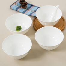 SKYTOP斯凯绨 面碗米饭碗纯白陶瓷骨瓷餐具6英寸防烫高脚碗1件装