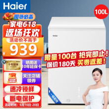 海尔(Haier)100升冰柜小型单温冷柜家用商用 一级能效冷藏冷冻柜强劲冻力速冷锁鲜卧式冰箱BC/BD-100GHZ