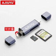 AJIUYU 读卡器Type-c多功能micro接口USB-C适用于苹果笔记本读取SD卡TF卡 银白色 适用MacBook Pro 13英寸 老款