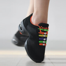 三沙（SANSHA）舞蹈鞋女软底爵士鞋广场舞网面跳舞运动现代舞黑色 黑色（正常码） 38(24cm)